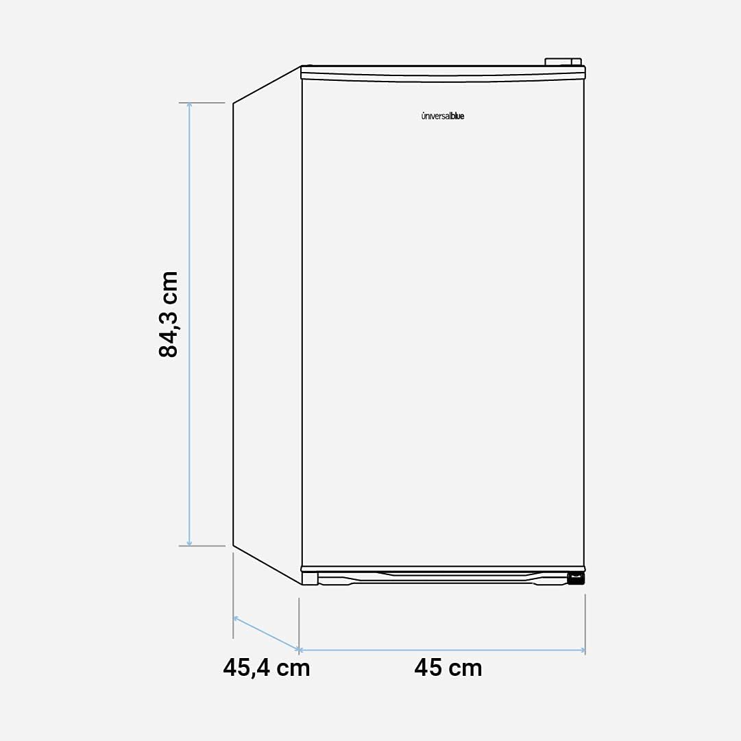 UNIVERSALBLUE Mini Frigorífico INOX | Nevera Pequeña 84L | Bajo Encimera | Puerta Reversible | Minibar