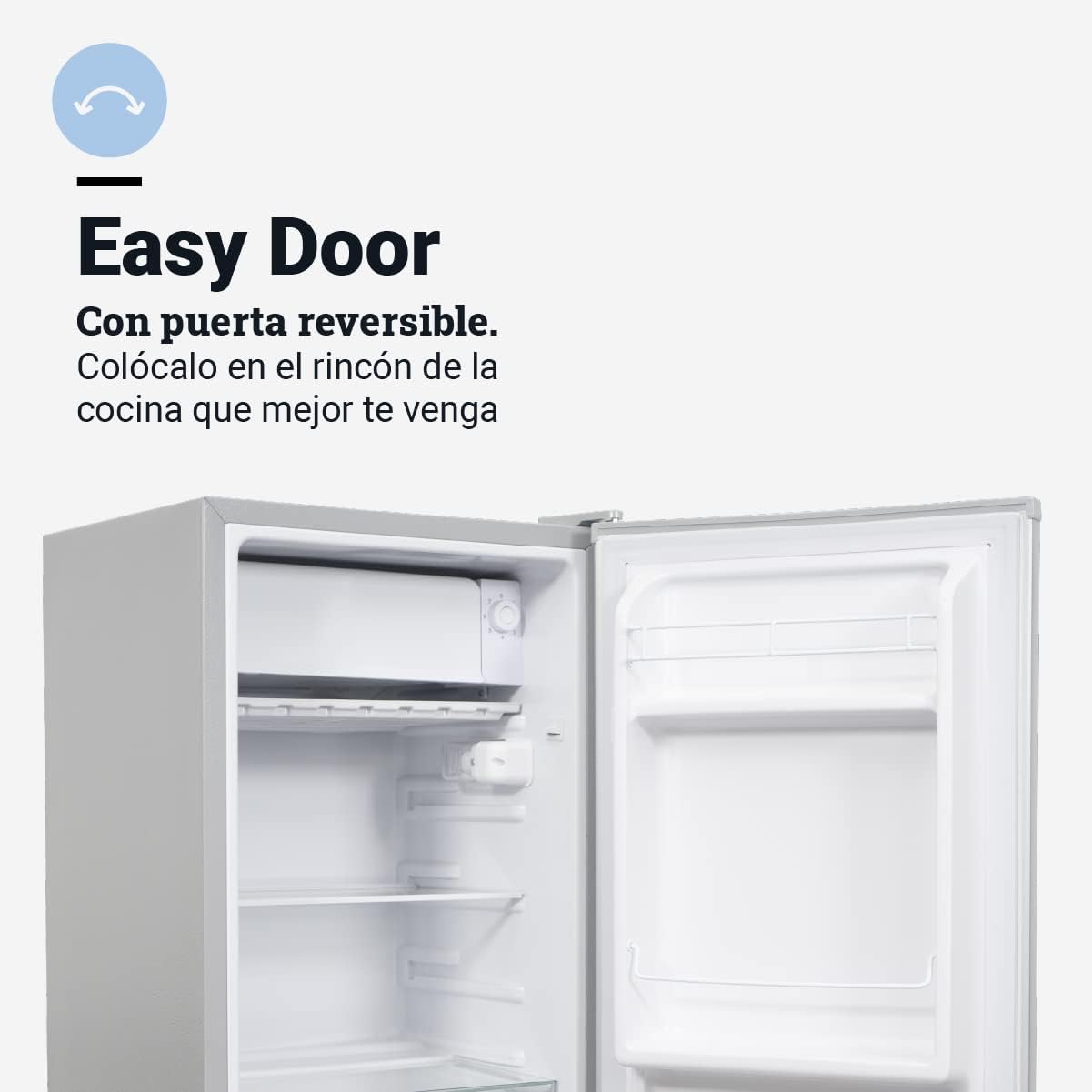 UNIVERSALBLUE Mini Frigorífico INOX | Nevera Pequeña 84L | Bajo Encimera | Puerta Reversible | Minibar