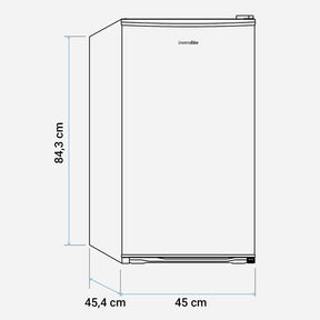 UNIVERSALBLUE Mini Frigorífico INOX | Nevera Pequeña 84L | Bajo Encimera | Puerta Reversible | Minibar