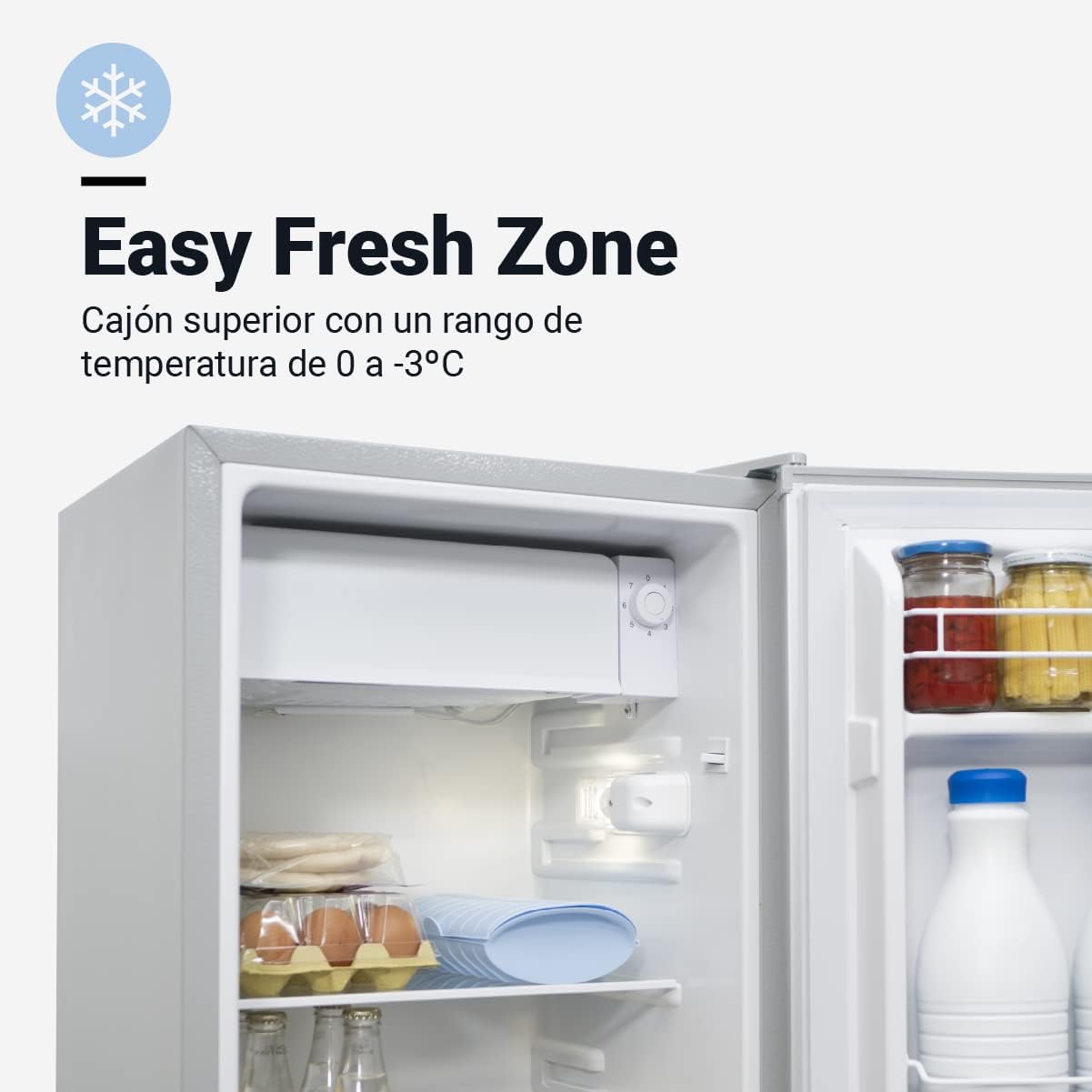 UNIVERSALBLUE Mini Frigorífico INOX | Nevera Pequeña 84L | Bajo Encimera | Puerta Reversible | Minibar