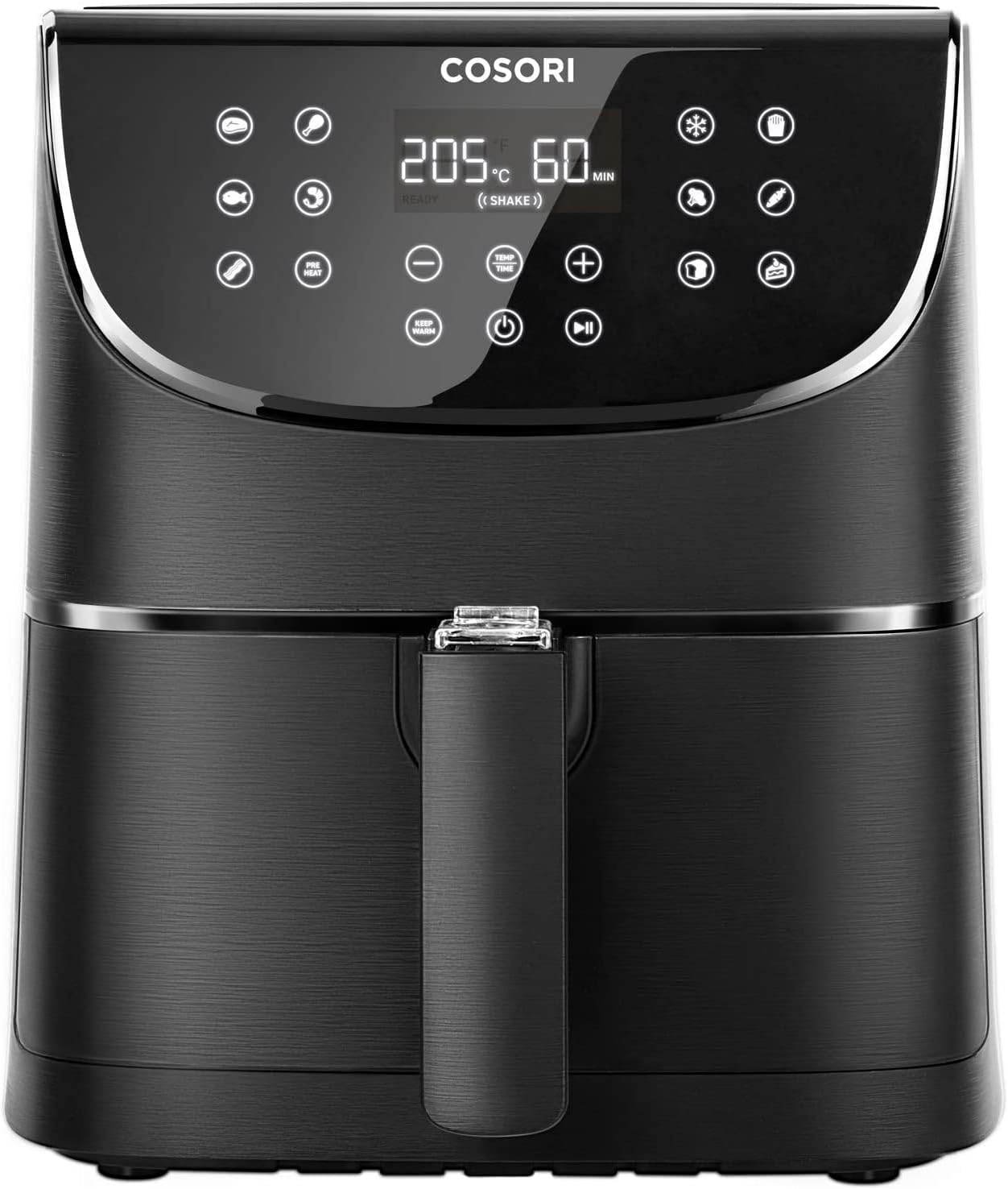 COSORI Freidora de Aire 5,5 L, Air Fryer con 100 Recetas en Español, Freidora sin Aceite con 13 Funciones, Pantalla Táctil LED, Cocción Rápida y Saludable, Cesta Antiadherente, Temporizador, Negra