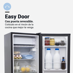 UNIVERSALBLUE Mini Frigorífico INOX | Nevera Pequeña 84L | Bajo Encimera | Puerta Reversible | Minibar