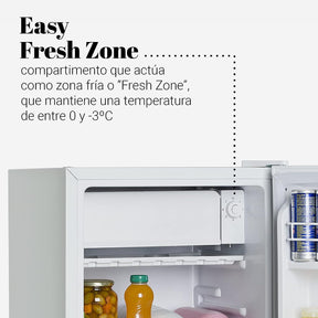 UNIVERSALBLUE Mini Frigorífico INOX | Nevera Pequeña 84L | Bajo Encimera | Puerta Reversible | Minibar