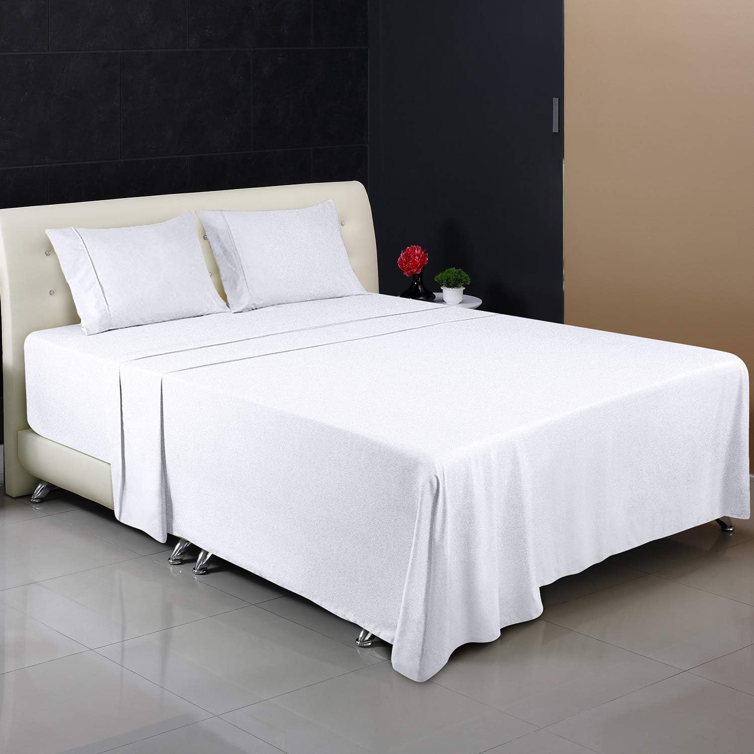 Utopia Bedding Juego Sábanas de Cama - Microfibra Cepillada - Sábanas y Fundas de Almohada (Cama 150, Gris)