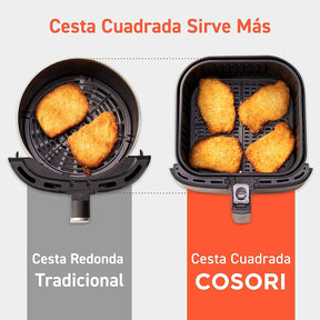 COSORI Freidora de Aire 5,5 L, Air Fryer con 100 Recetas en Español, Freidora sin Aceite con 13 Funciones, Pantalla Táctil LED, Cocción Rápida y Saludable, Cesta Antiadherente, Temporizador, Negra