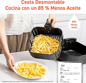 COSORI Freidora de Aire 5,5 L, Air Fryer con 100 Recetas en Español, Freidora sin Aceite con 13 Funciones, Pantalla Táctil LED, Cocción Rápida y Saludable, Cesta Antiadherente, Temporizador, Negra